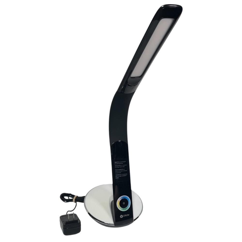 OttLite H2A LED Desk Lamp Black Color Changing Base USB Charging‎ Port 6W